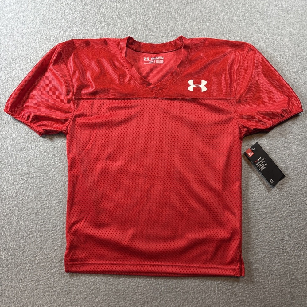 Under Armor Youth Sz M Red Practice Jersey Football Junior High Brand New
